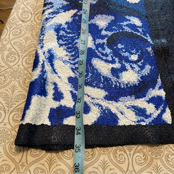 Chico's Sz 2 Sea Shell Abstract Satin Textured Cardigan Duster Midi Jacket 14/16 - Picture 3 of 10